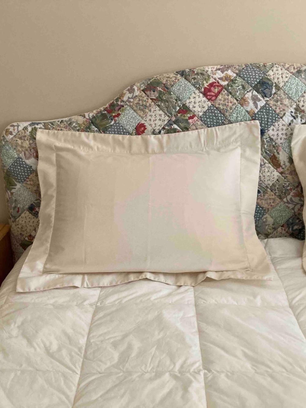 Pair of standard pillow shams in cream